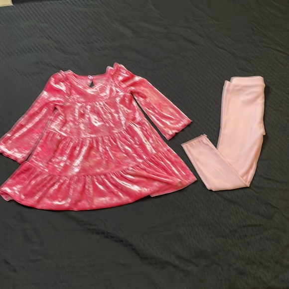 Cat & Jack Velour Pink Top  Size US XS (3T) and Old Navy pink Tights size 4T - Picture 7 of 15